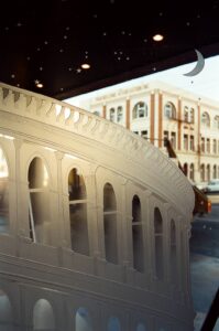 Original 1990s sandblasted carved glass installation at Arena Nightclub, Wellington