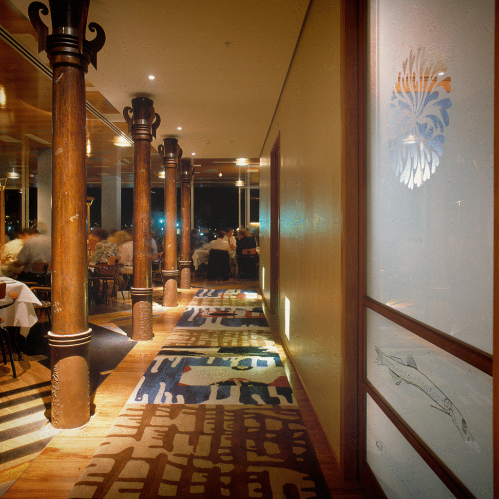 Hallway and Dining outside Tatami Rooms, etched art by Canning Glass